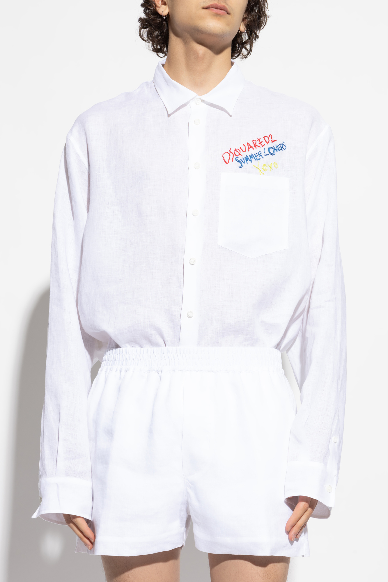DSQUARED2 Dsquared2 Summer Lovers cotton top シャツ Summer Lovers Oversized Linen Shirt
